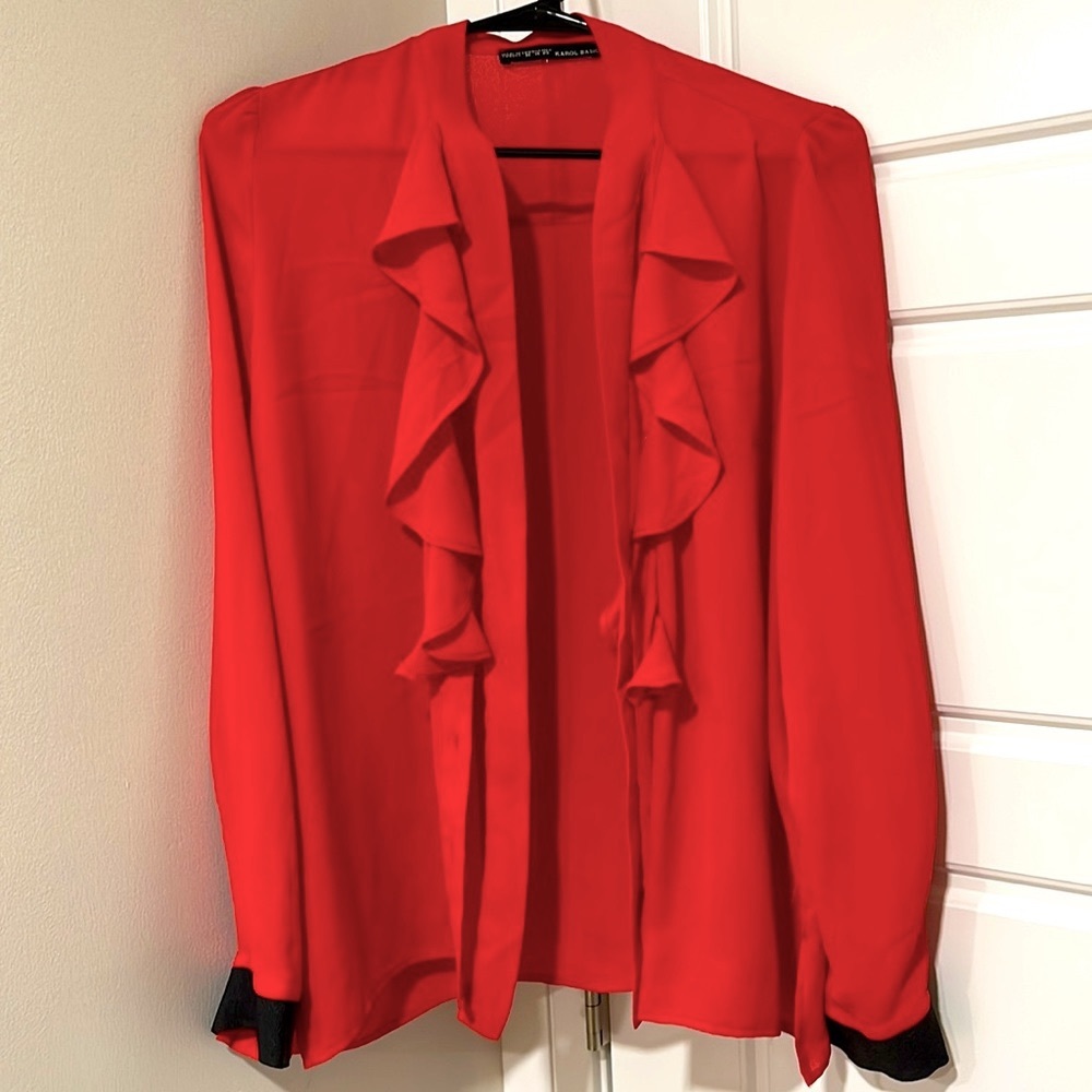 Karol Basic Red Button Down Shirt Business Casual Size M